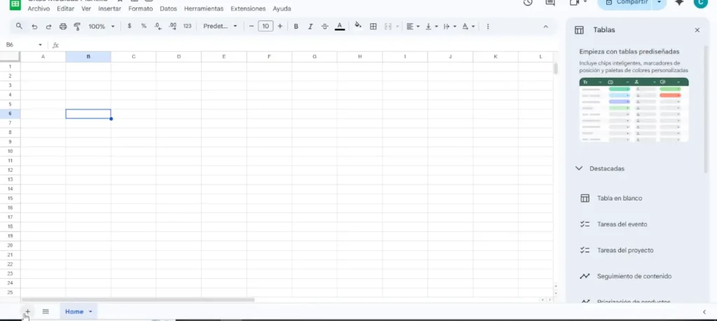 Crear las hojas dentro del archivo