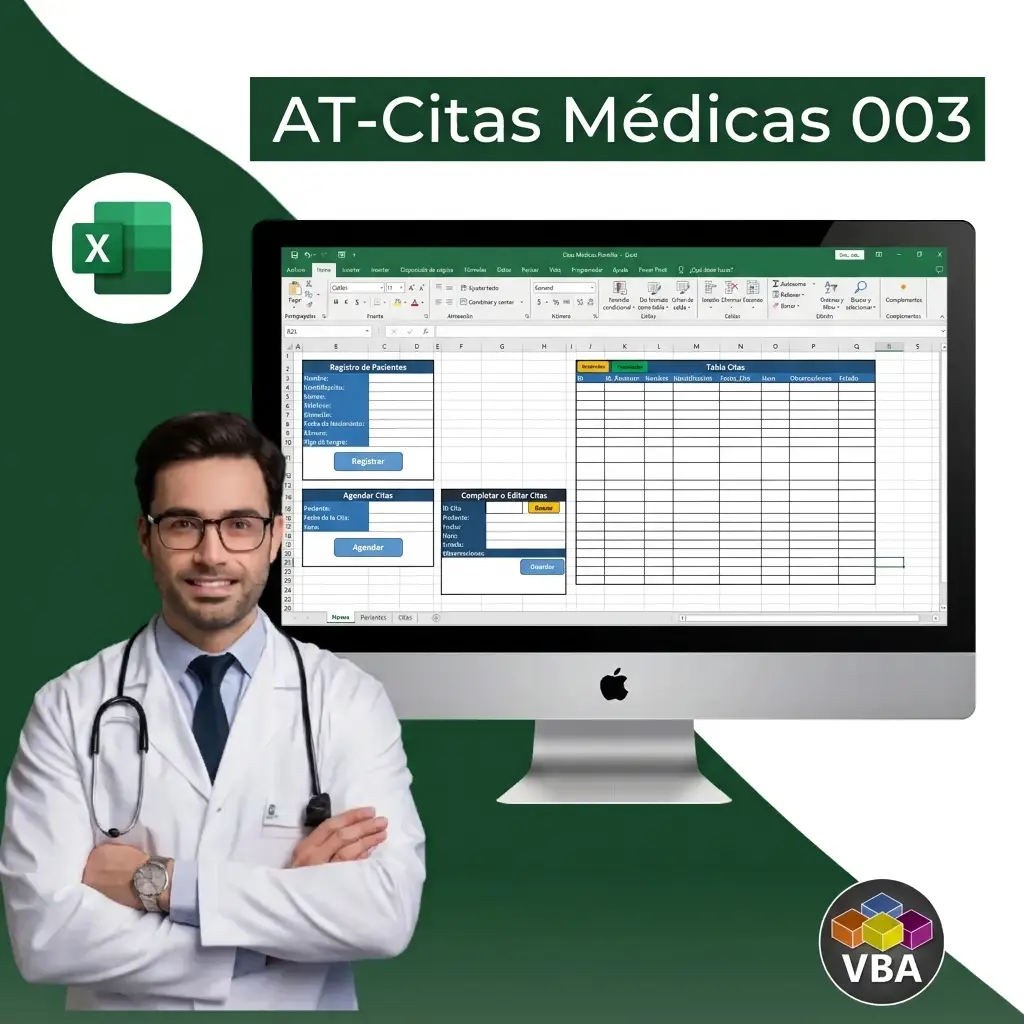 Plantilla de Citas Médicas en Excel con Macros VBA para Gestionar tu Consultorio Médico AT-Citas Médicas 003