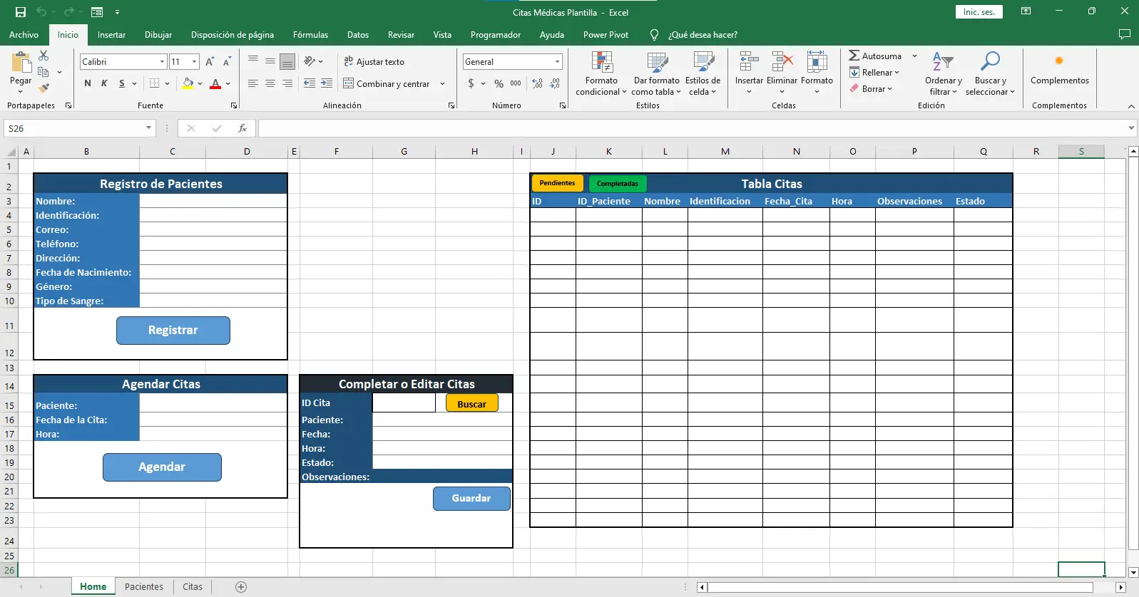 Plantilla de Citas Médicas en Excel con Macros VBA para Gestionar tu Consultorio Médico | AT-Citas Médicas 003